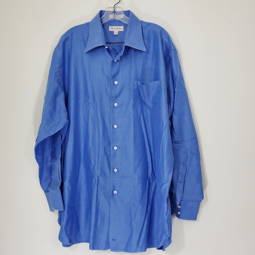 John Nordstrom Blue 100% Cotton Shirt, Size 17.5-34